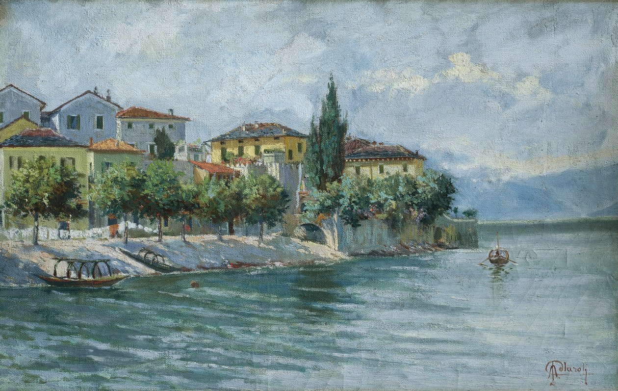 Lake Maggiore Landscape (olja på duk) av Adolfo Polaroli