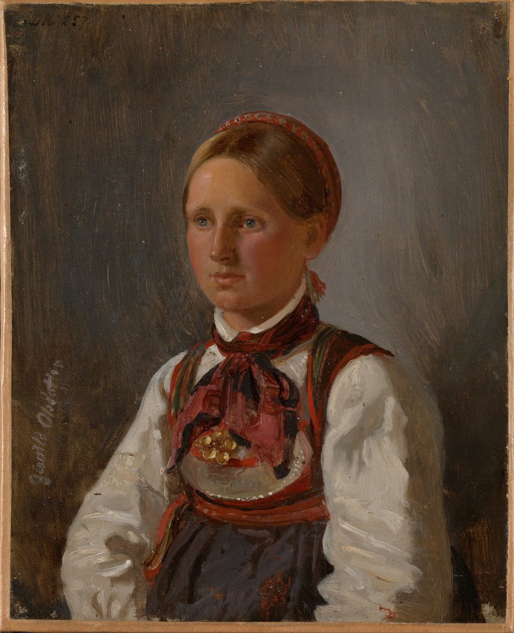 Porträtt av Gunild Olsdatter från Tinn av Adolph Tidemand