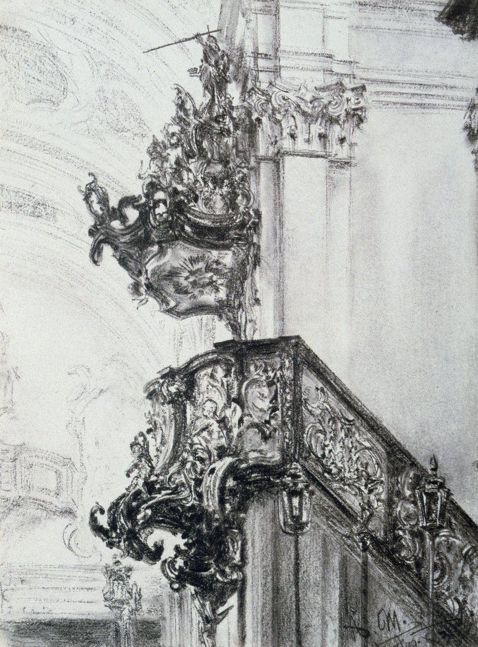 Arkitektstudie, 1830-1905 av Adolph Menzel