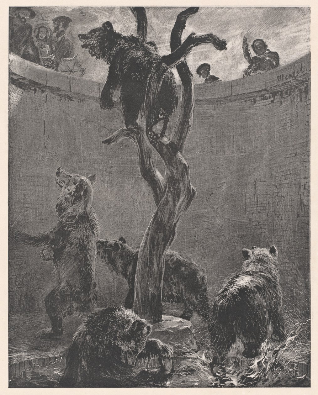 Bear Pit i Zoo av Adolph Menzel