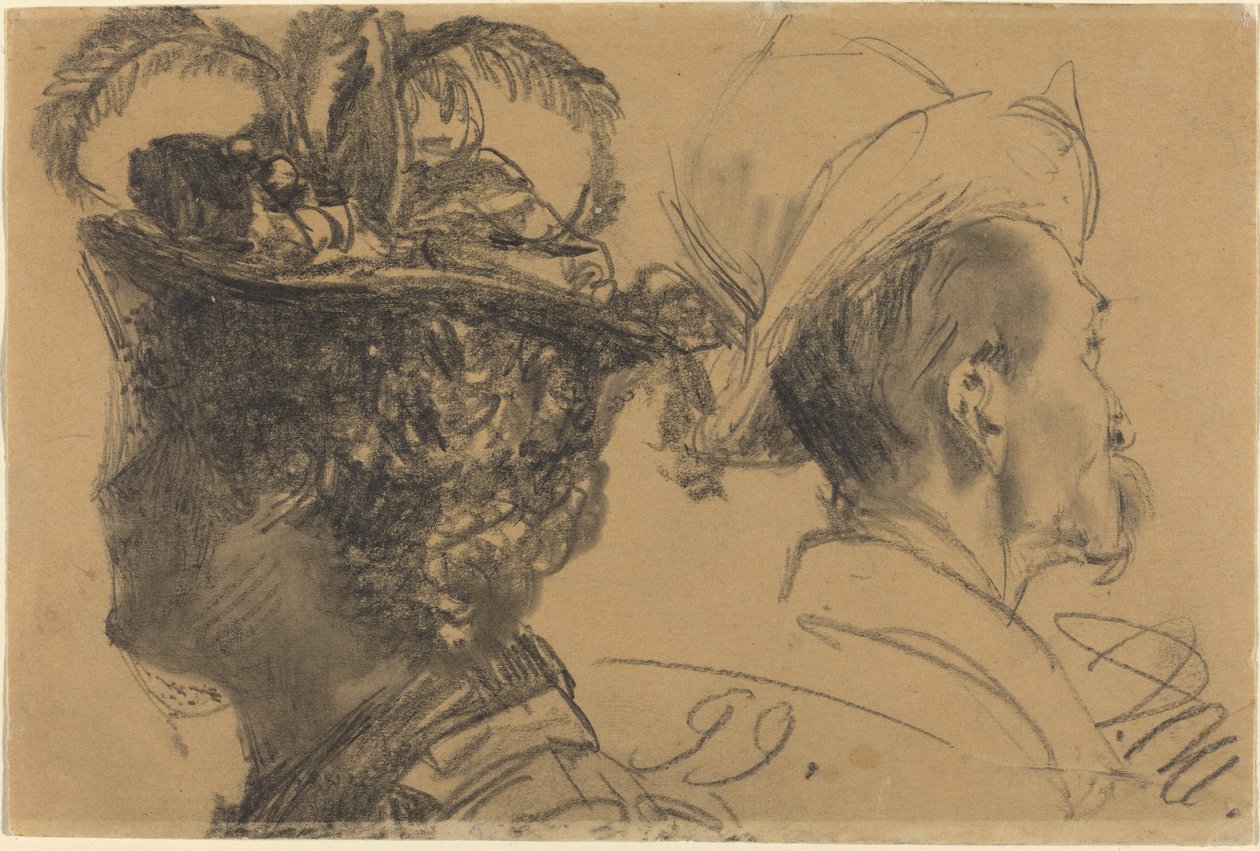 Huvuden på en man och en kvinna av Adolph Menzel