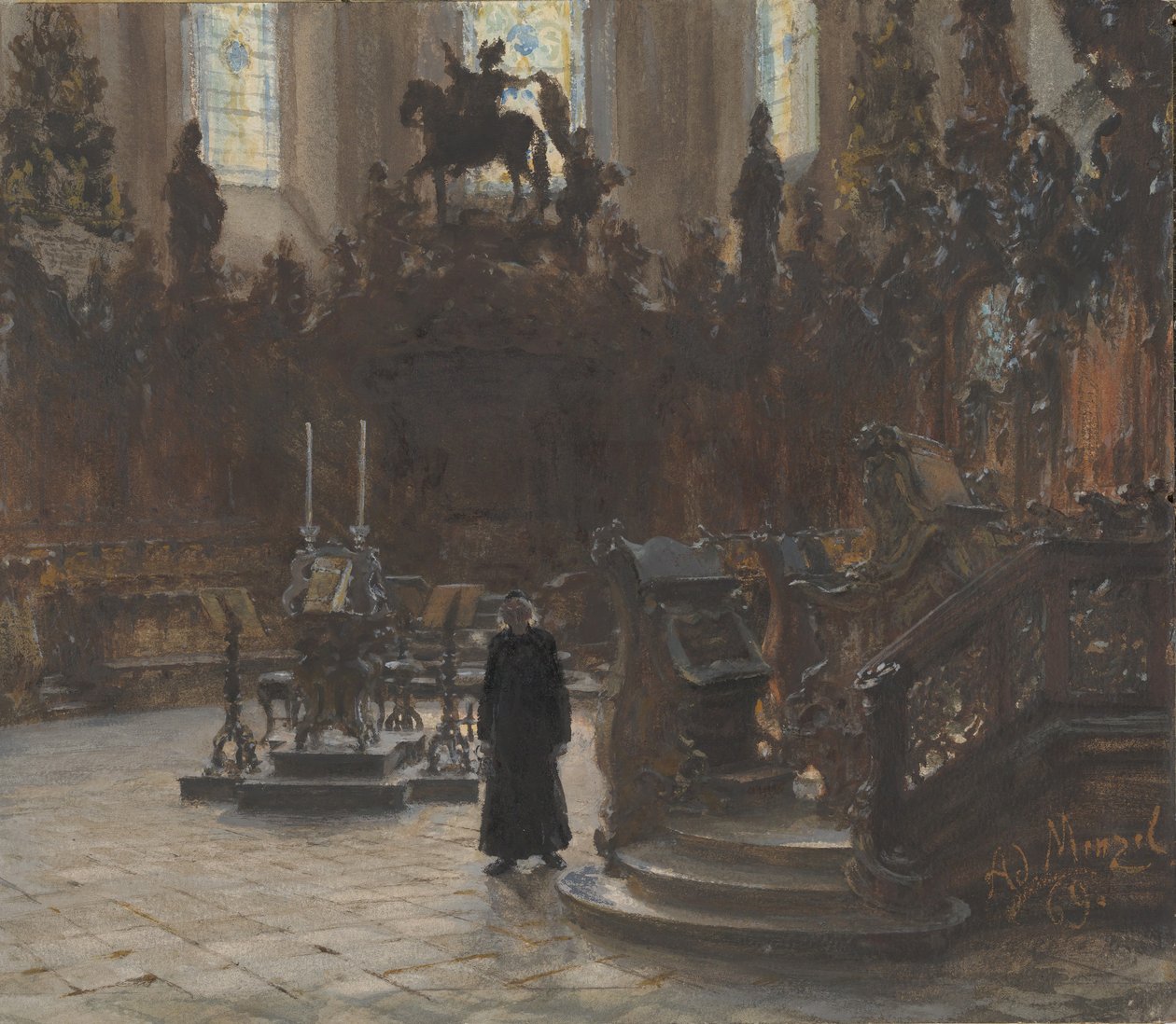 Körstallet i Mainz katedral, 1869. av Adolph Menzel