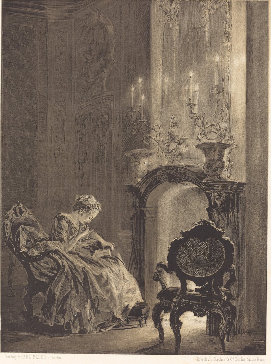 Kvinna före en eld av Adolph Menzel