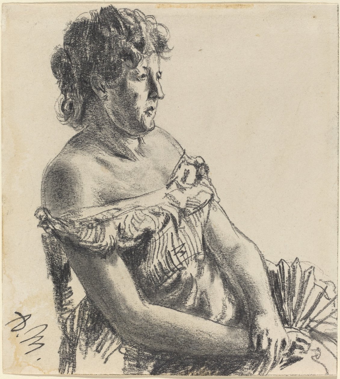 Kvinna i hovklänning av Adolph Menzel