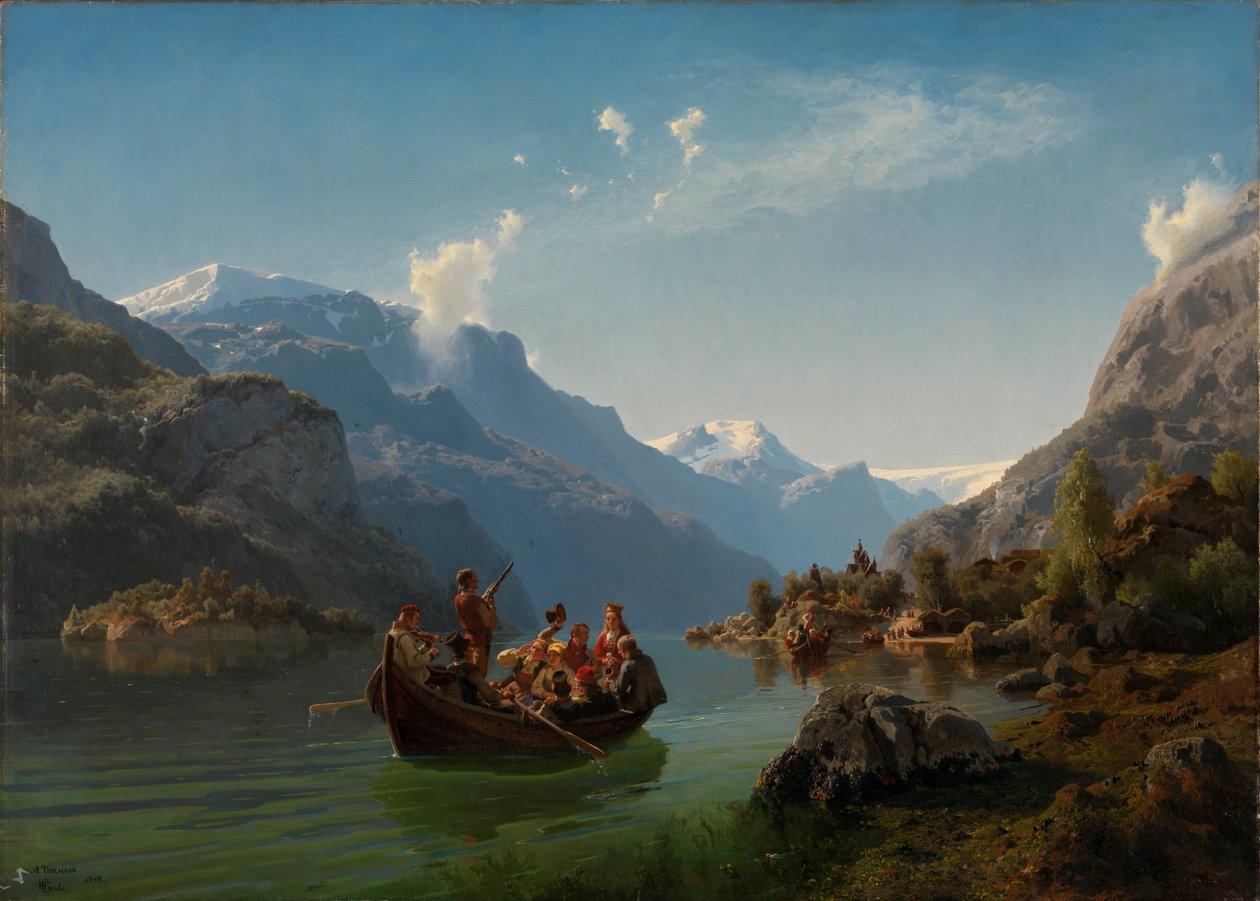 Bröllopsprocession på Hardanger av Adolph Tidemand