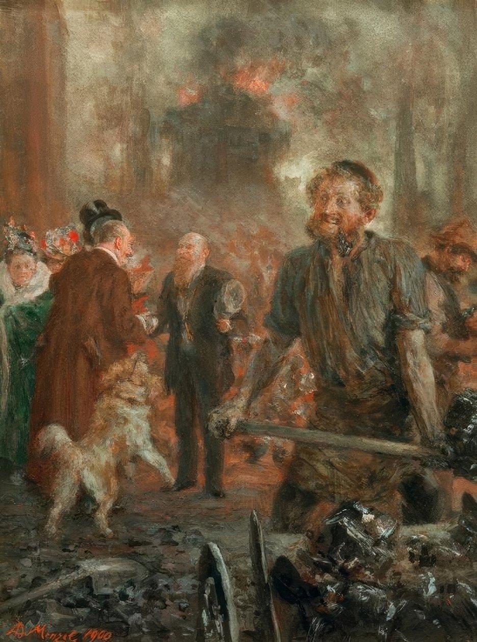 Besök på järnvalsverket av Adolph Menzel