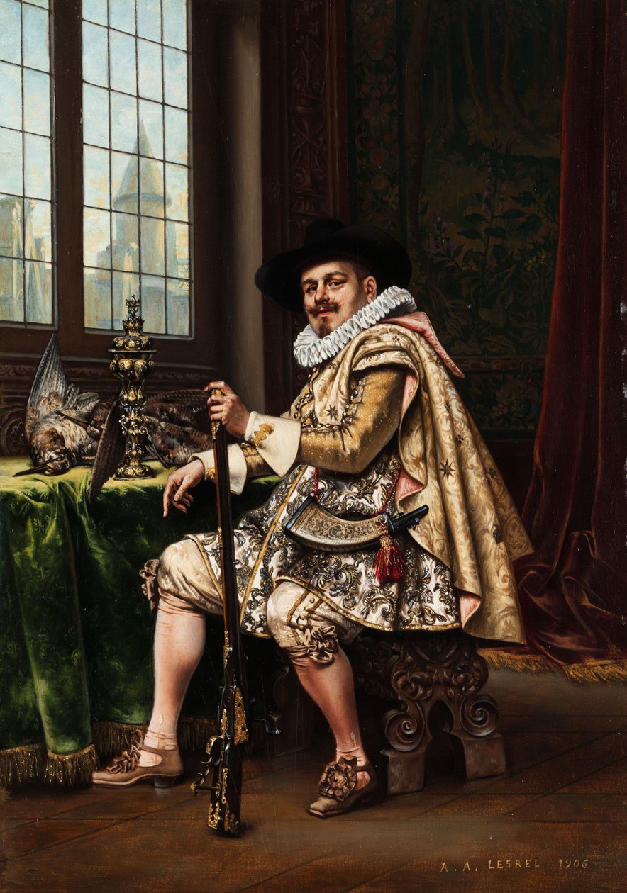 Adliger nach der Jagd av Adolphe Alexandre Lesrel