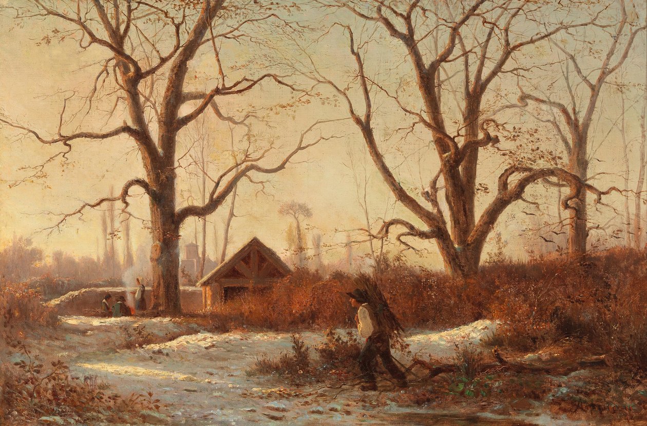 Winter Landscape with Brushwood Gatherer av Adolphe Appian