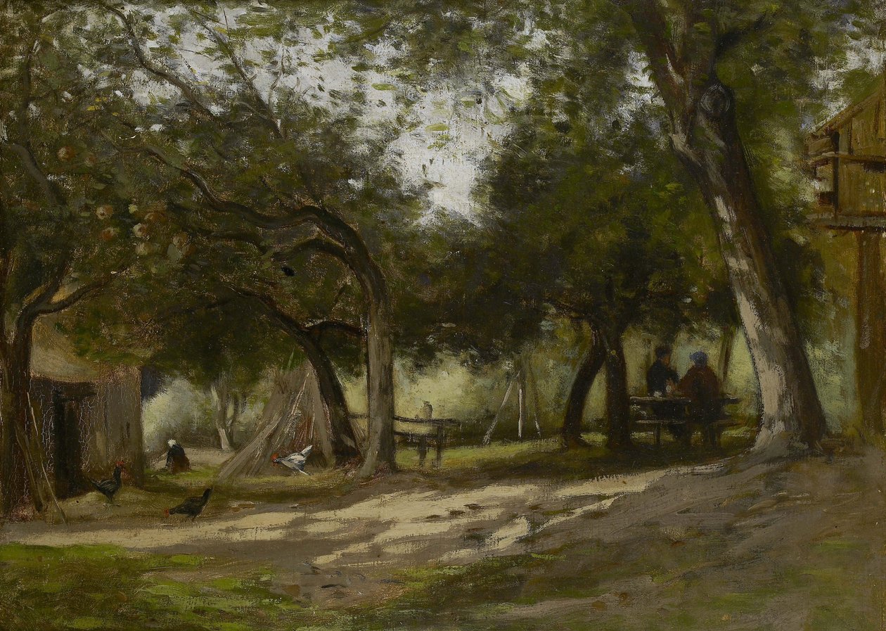 Landskap med gård, 1830 av Adolphe Felix Cals