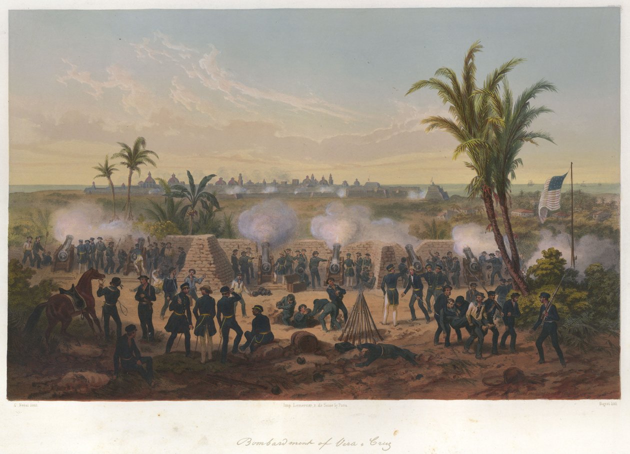 Bombardment of Vera Cruz (March 1847) in the Mexican-American War. av Adolphe Jean Baptiste Bayot