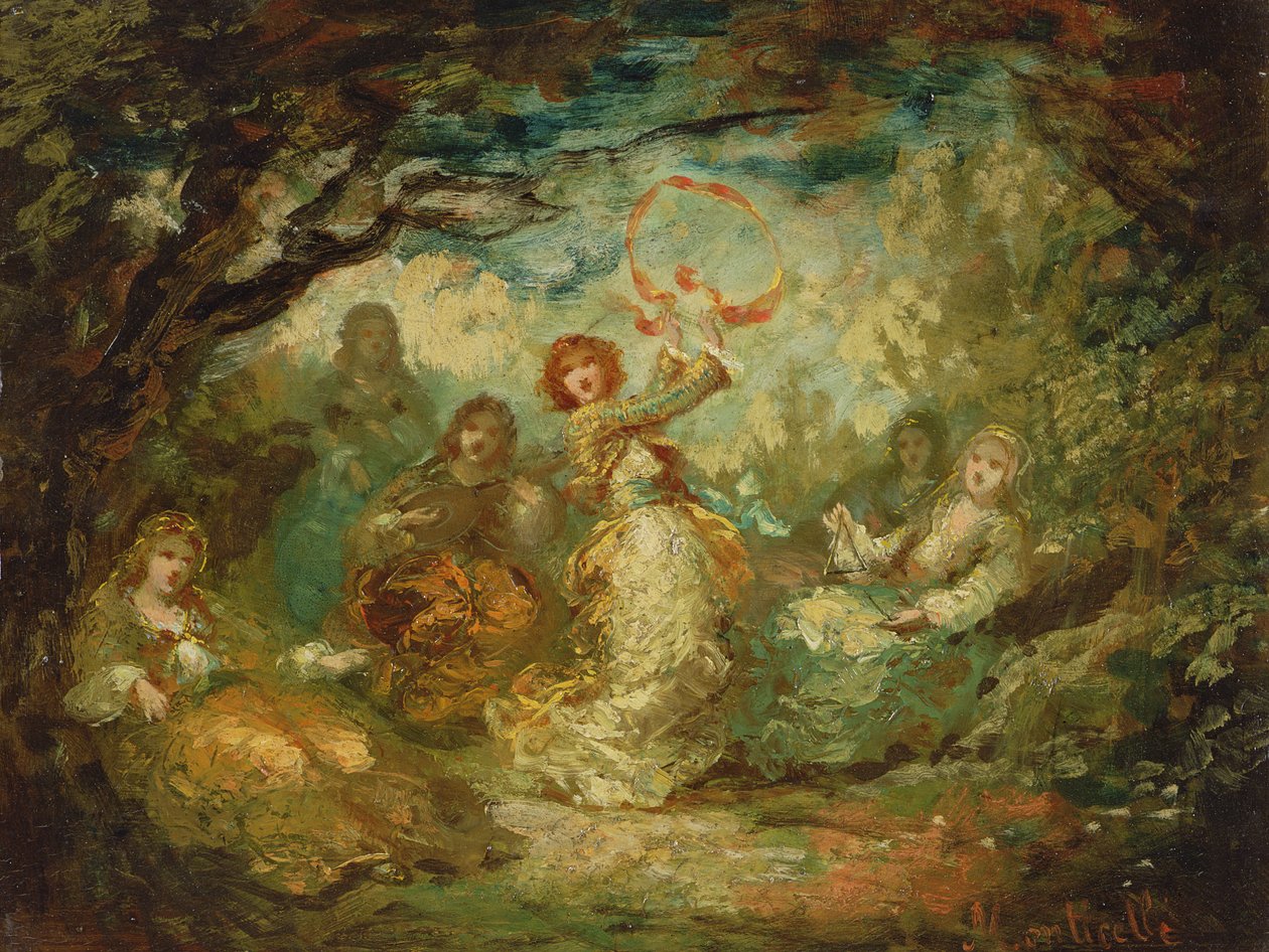 Zigenare som dansar, 1800-talet av Adolphe Joseph Thomas Monticelli