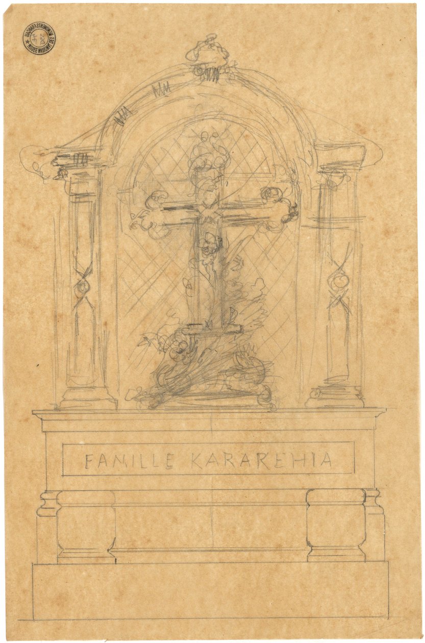 Skiss av en grav för familjen Karakehia på Père Lachaise -kyrkogården i Paris av Adolphe Victor Geoffroy Dechaume