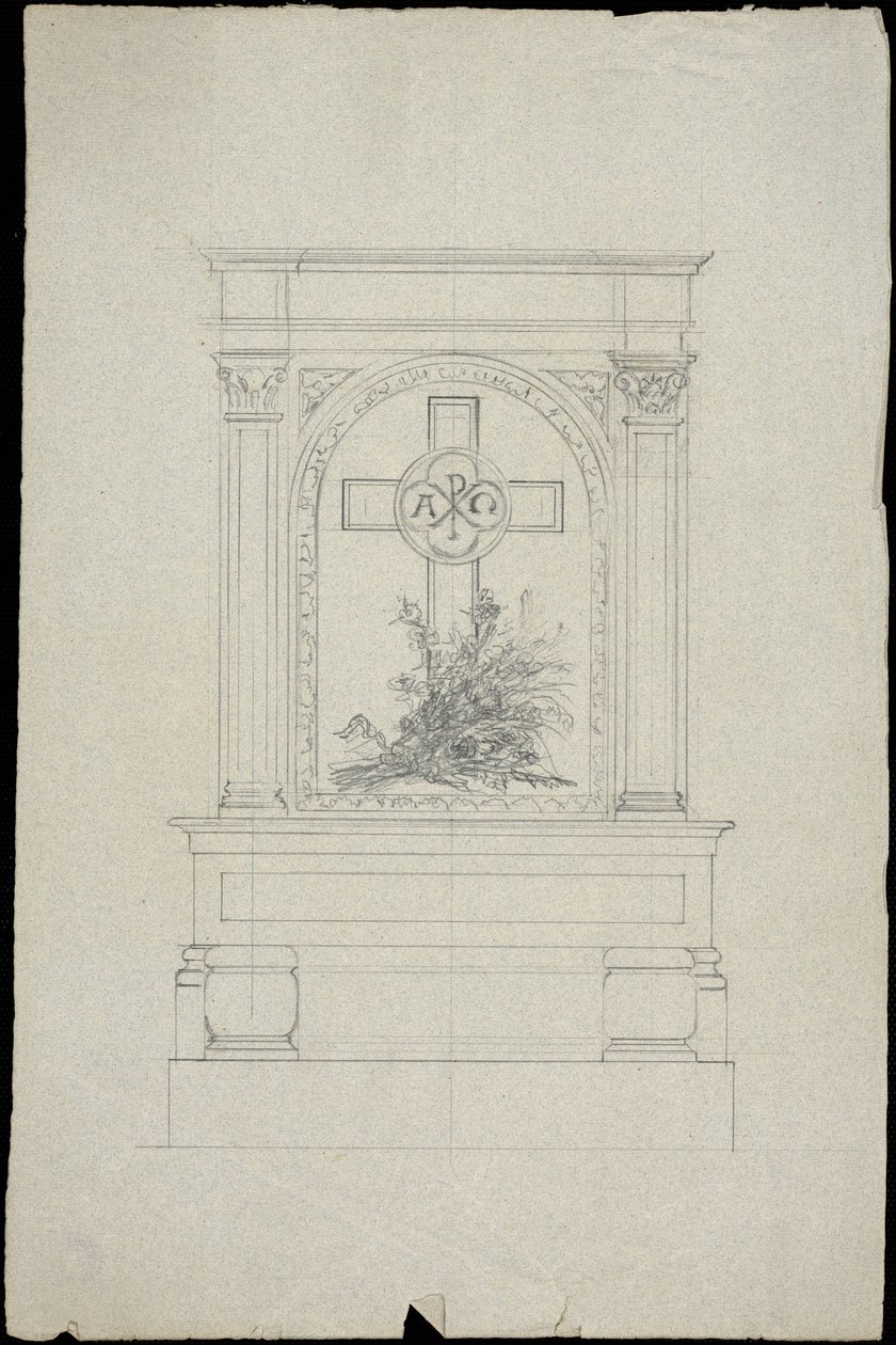 Skiss av en grav för familjen Karakehia på Père Lachaise -kyrkogården i Paris av Adolphe Victor Geoffroy Dechaume