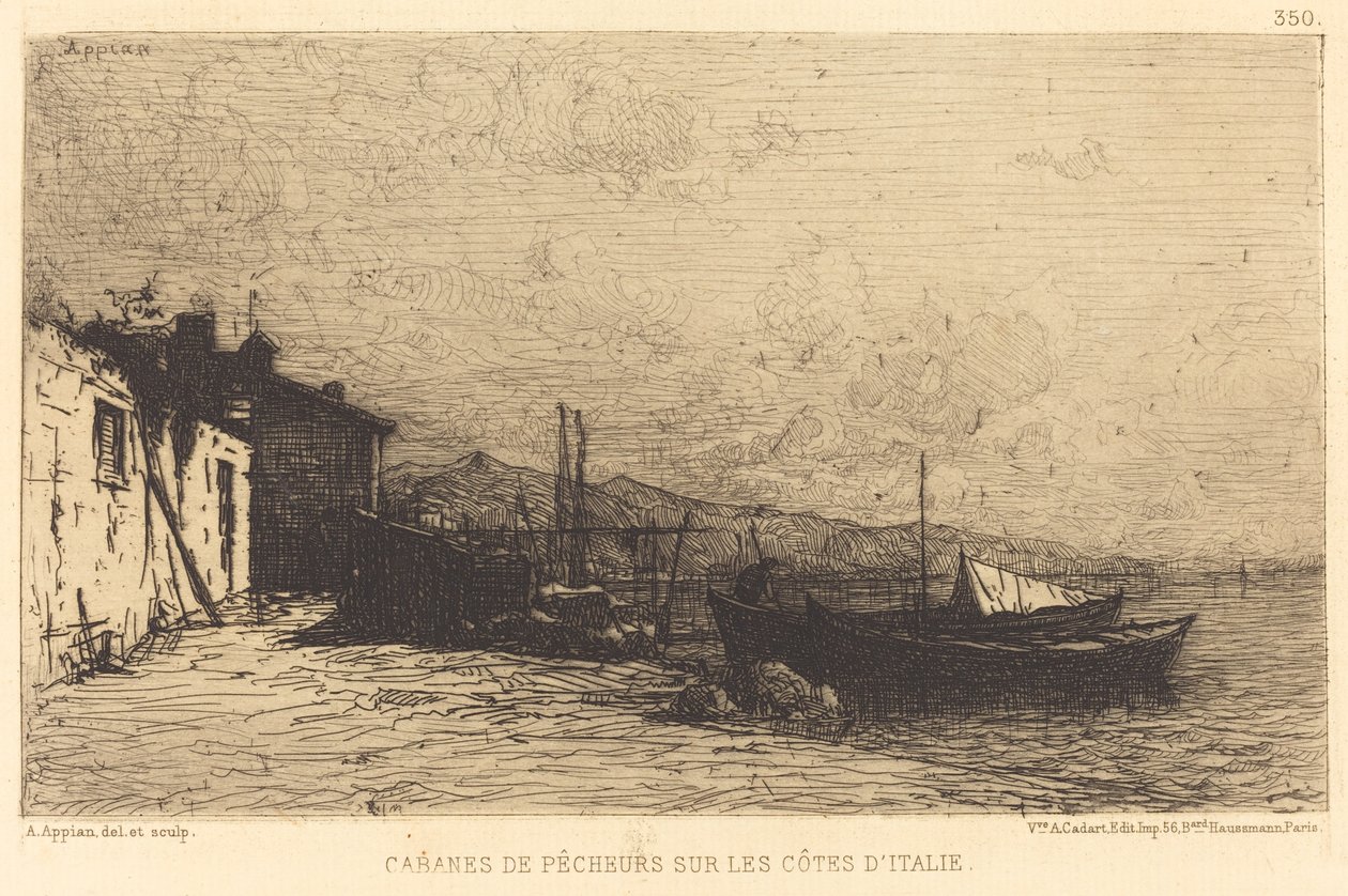 Fiskarhyddor vid Italiens kuster av Adolphe Appian