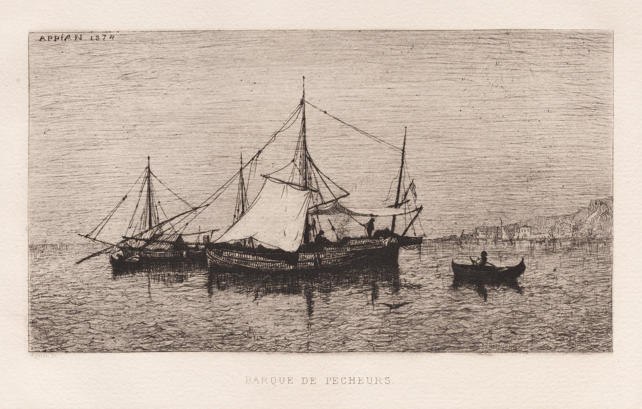 Fishing BoatCoastal Shipping Boat Italian Coast..., 1874. av Adolphe Appian