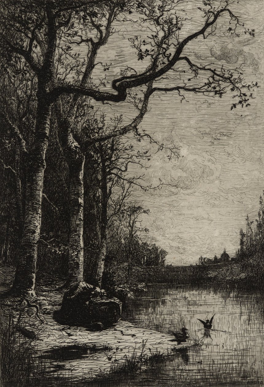 The Burbanche Marsh (stor platta), ca 1870 (etsning) av Adolphe Appian