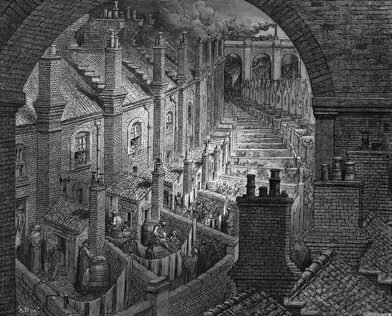 Över London med järnväg, 1872 av Adolphe Francois Pannemaker