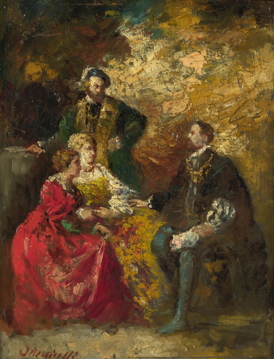 Konversationsstycke, ca. 1880 av Adolphe Joseph Thomas Monticelli