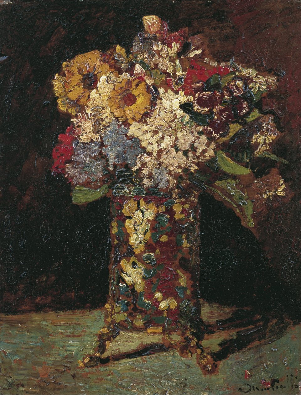 Blomma stilleben av Adolphe Joseph Thomas Monticelli