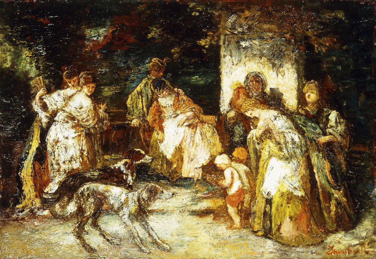 Erbjudandet, c.1875 av Adolphe Joseph Thomas Monticelli