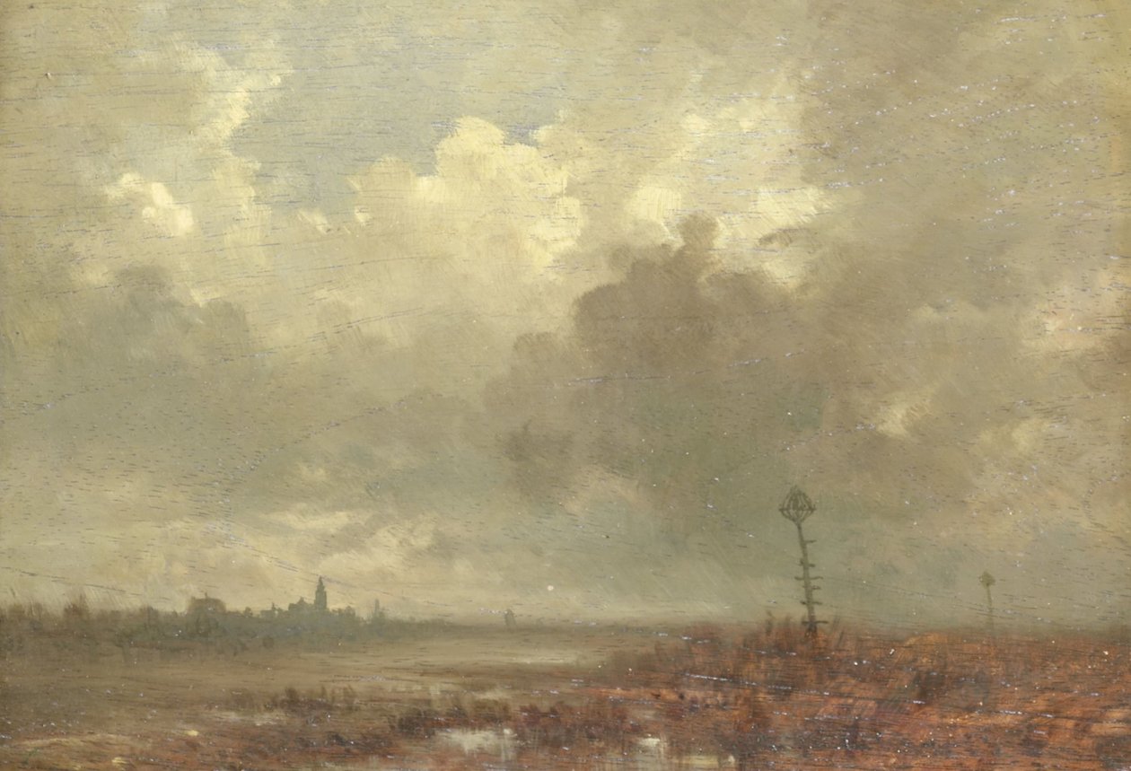 Flodutsikt på natten av Adolphe Mouilleron