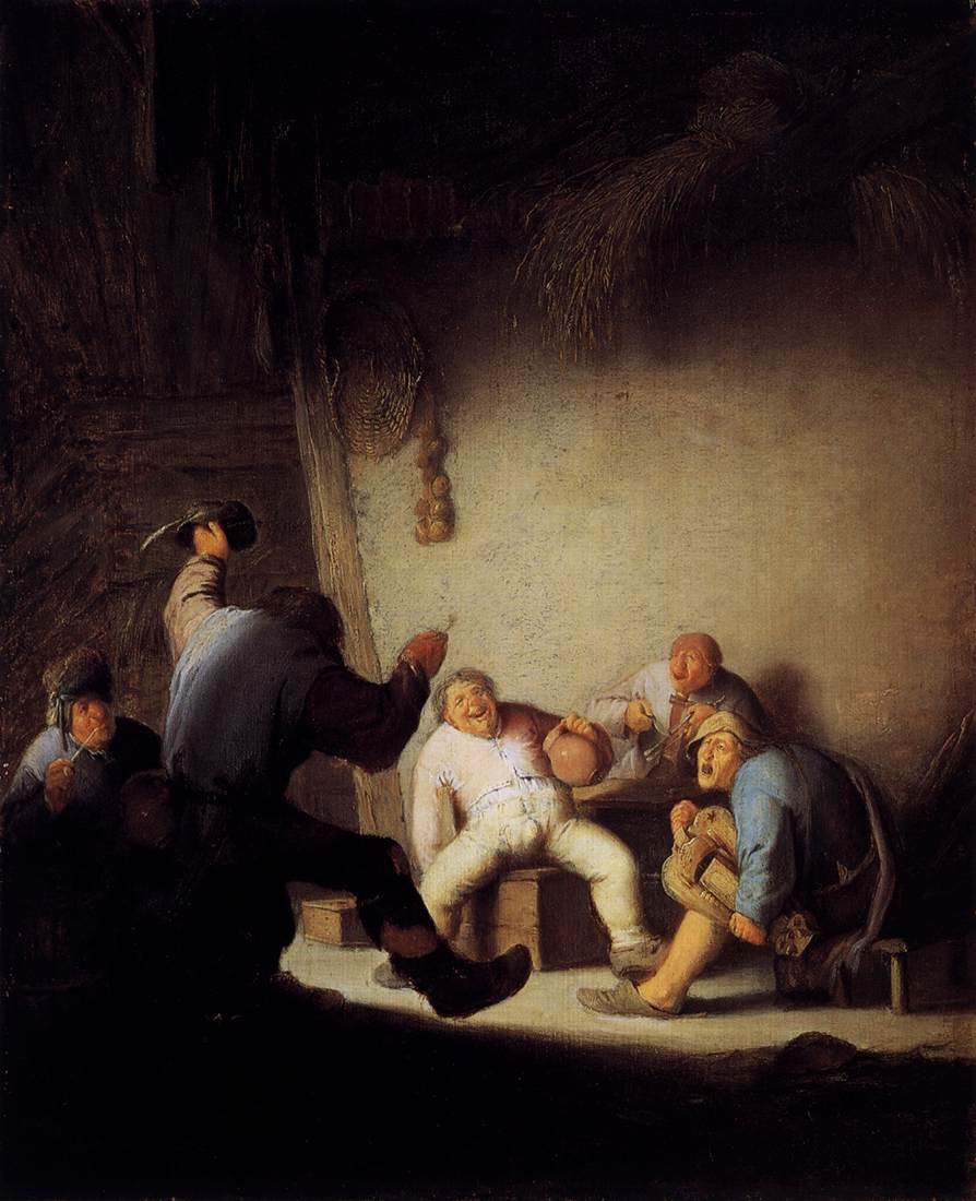 Peasants Drinking and Making Music in a Barn av Adriaen Jansz. van Ostade
