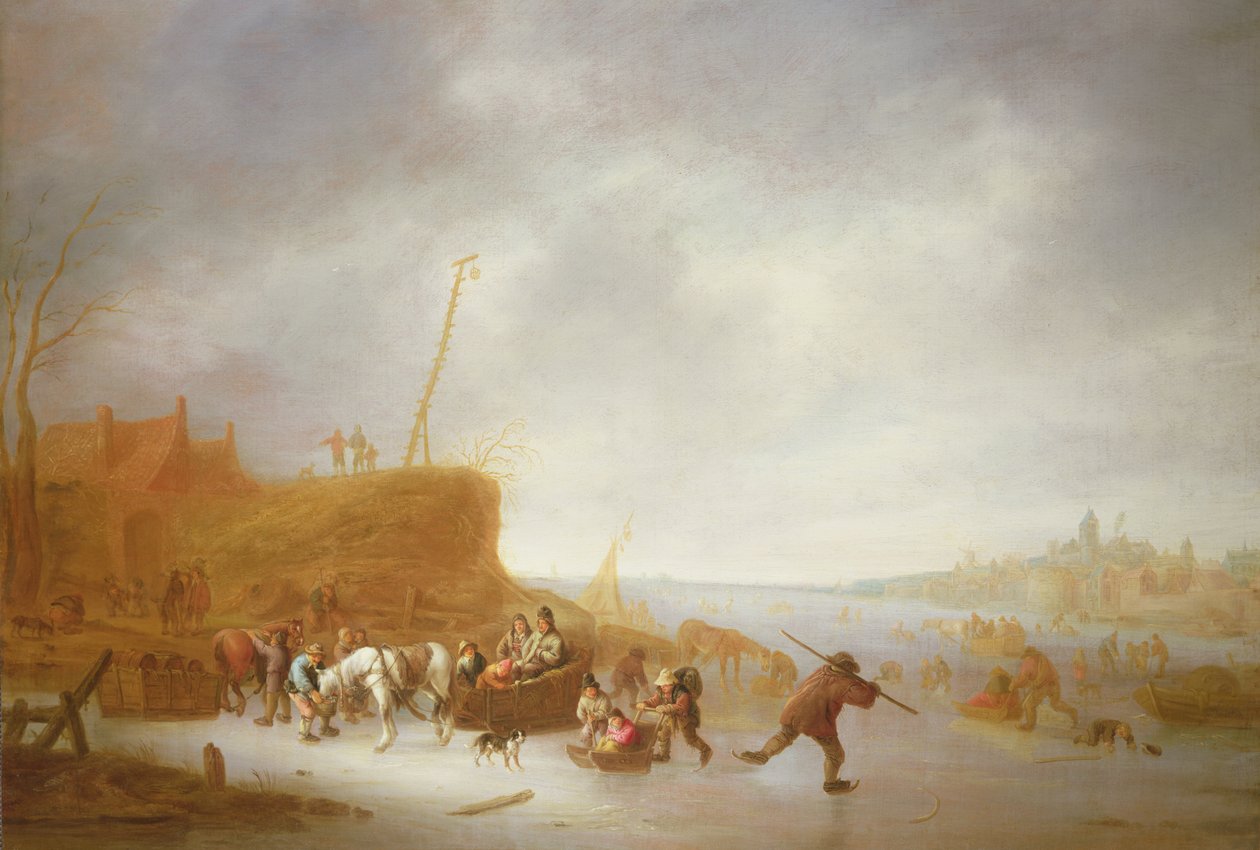 Vinterlandskap med skridskoåkare av Adriaen Jansz. van Ostade