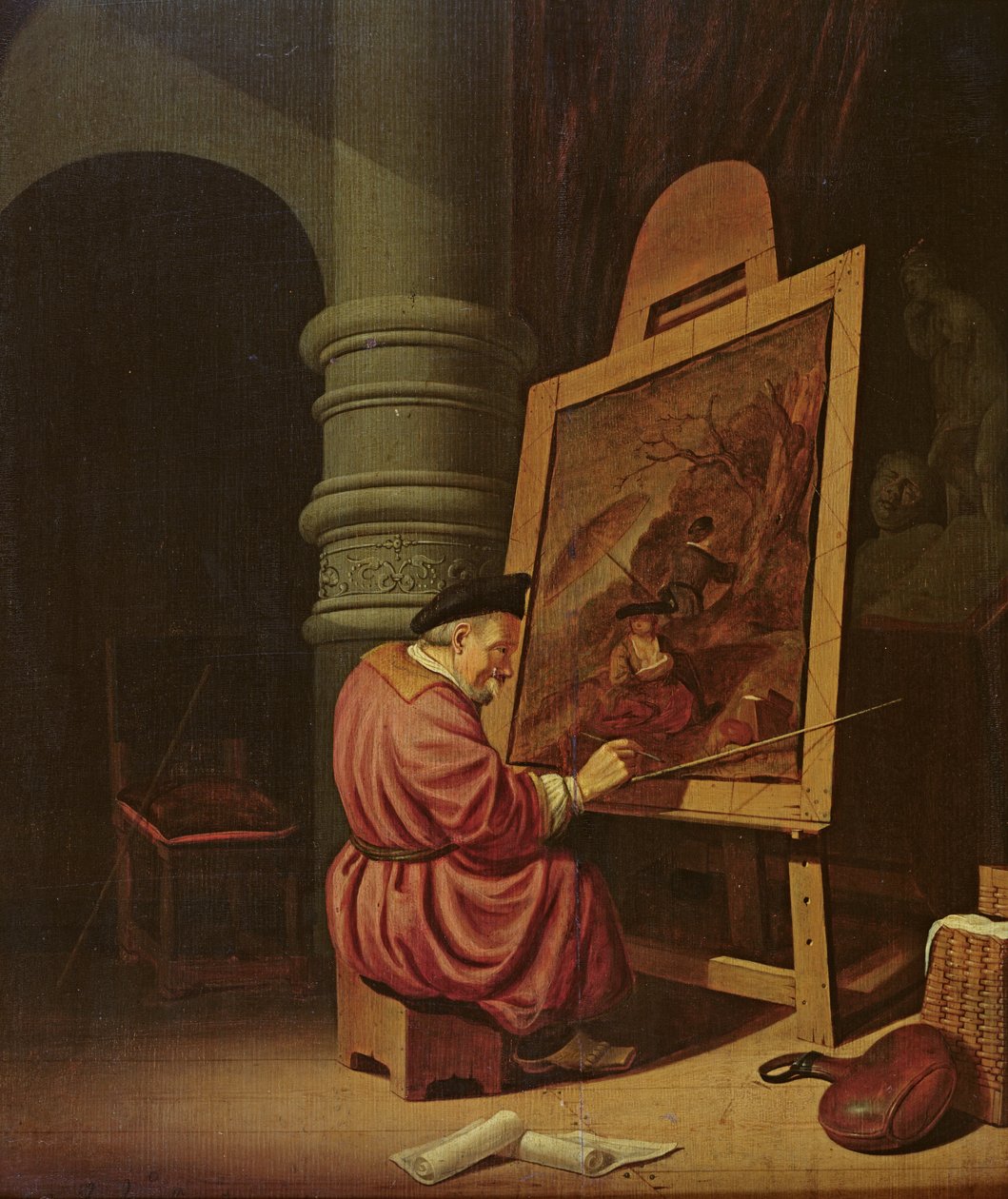 Interiör av en studio eller, en målare i sin studio, 1649 av Adriaen van Gaesbeeck