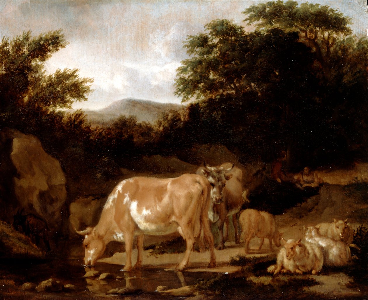 Kor och får i skogen av Adriaen van de Velde