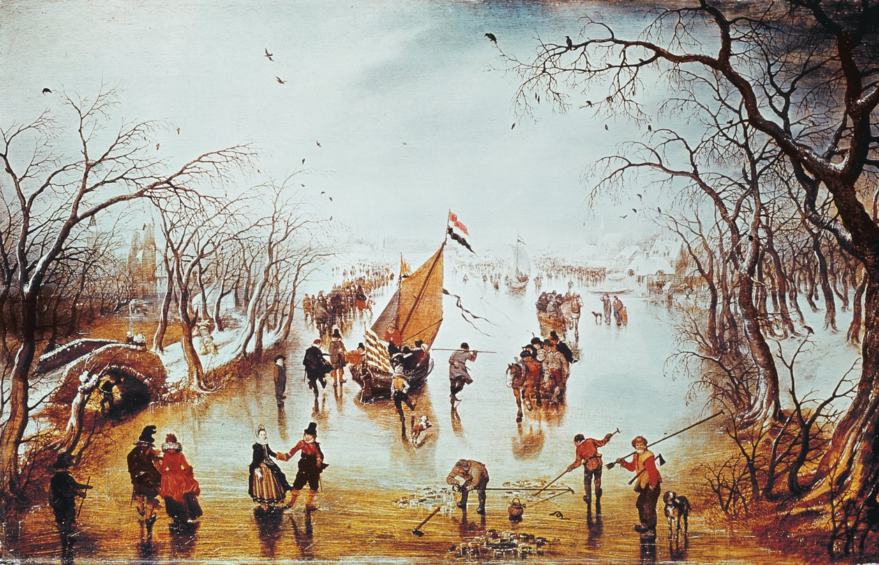 Vinterlandskap (panel) av Adriaen van de Venne