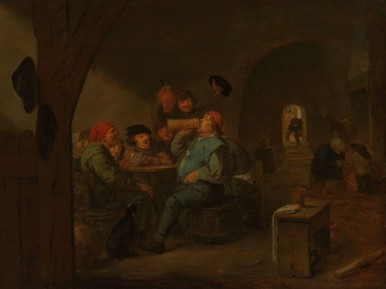 Drinking Bout på en krog av Adriaen Brouwer (manner of)