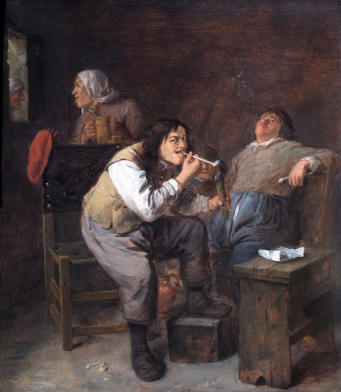 The Smokers, ca 1635-38 (olja på ekpanel) av Adriaen Brouwer