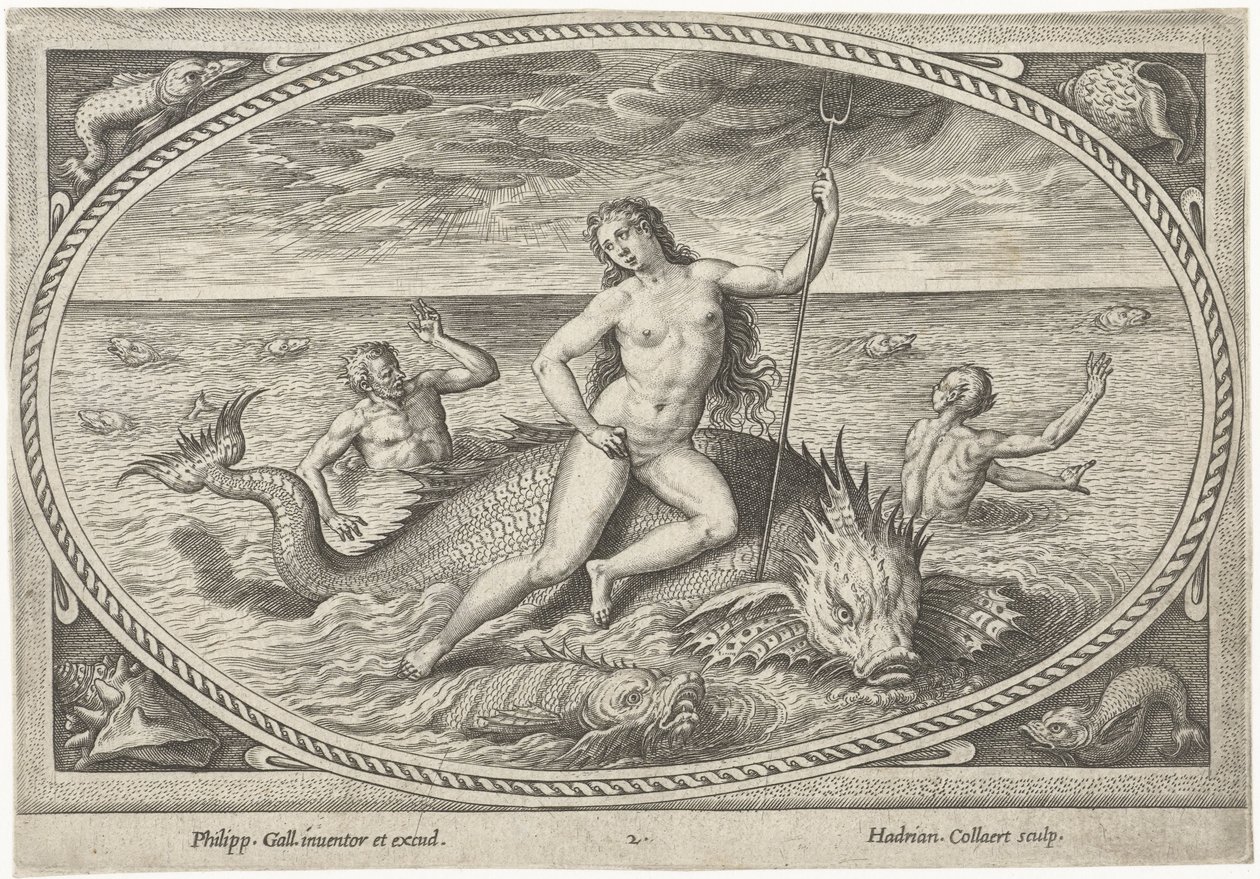 Amfitrit på en fisk Sea Gods (serietitel) av Adriaen Collaert