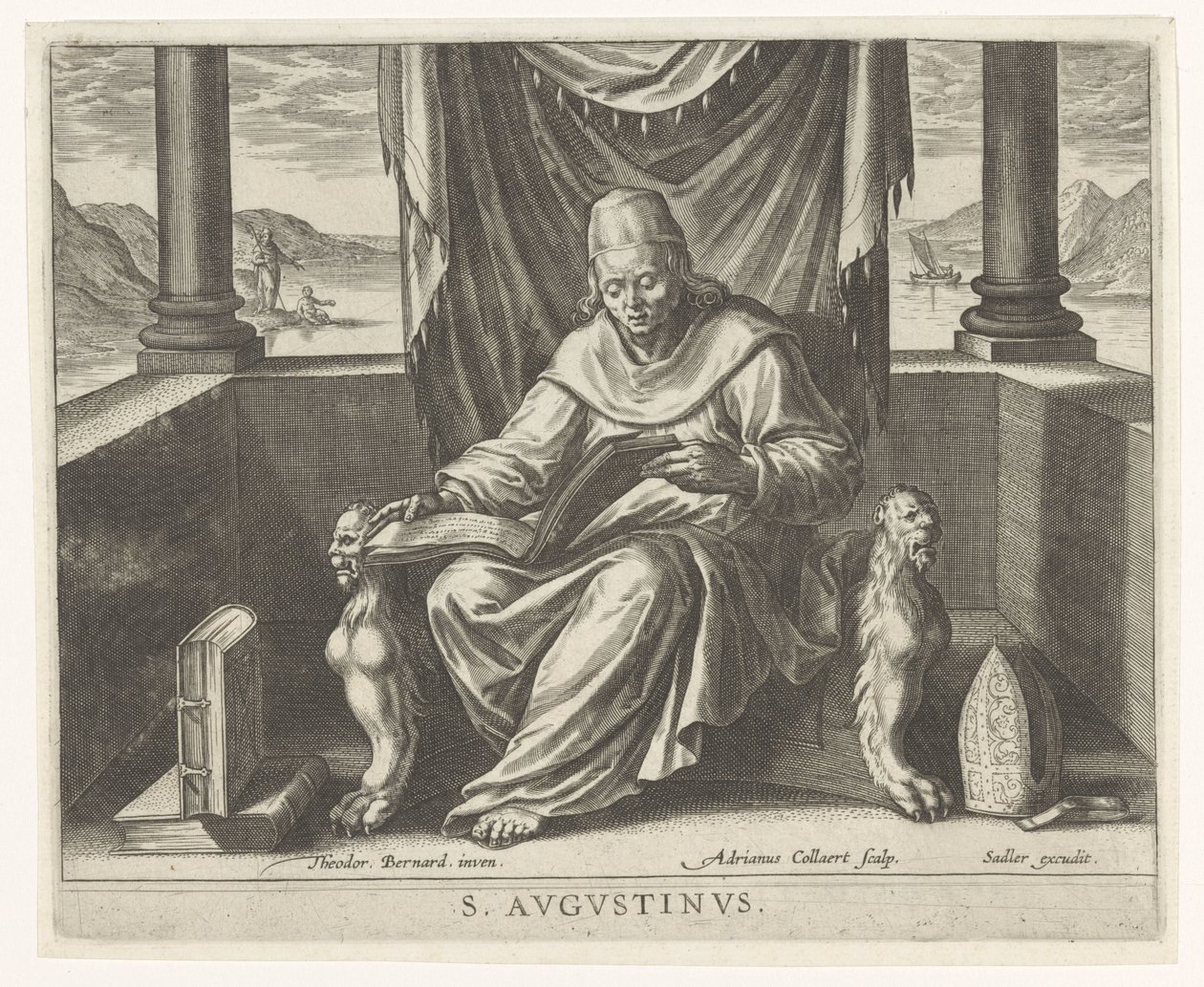 Kyrkofader Augustinus De fyra kyrkofäderna (serietitel) av Adriaen Collaert