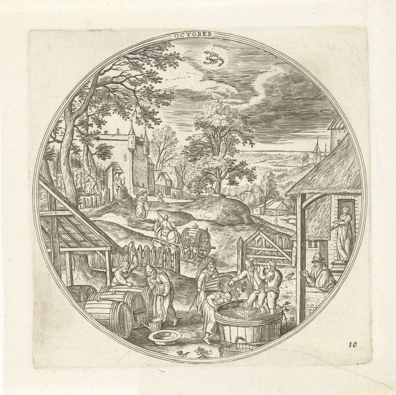 oktober De tolv månaderna (serietitel) av Adriaen Collaert
