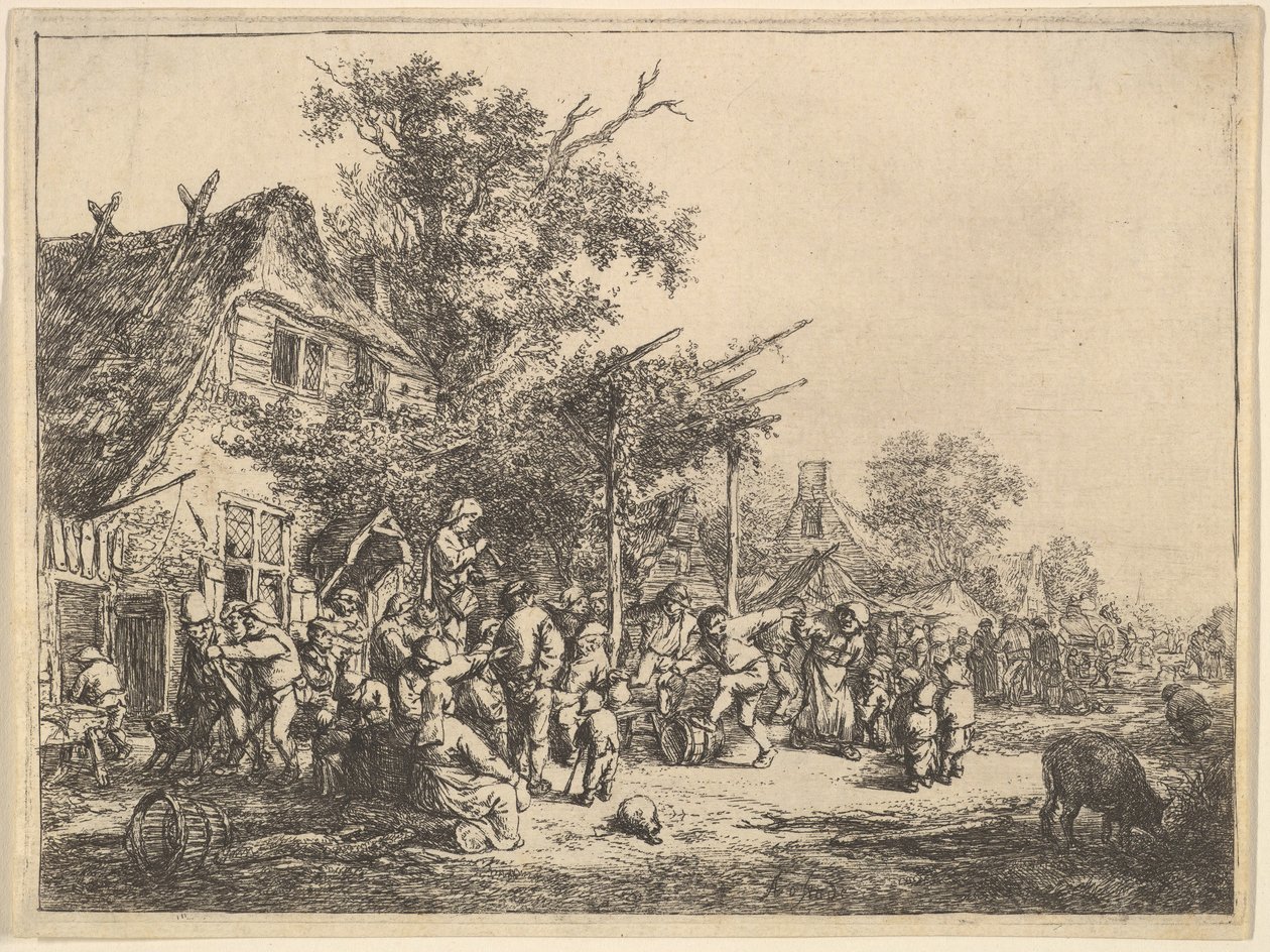 Dans under spaljén, 1610-85. av Adriaen Jansz. van Ostade