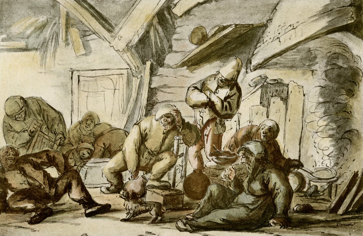 Berusade bönder på en krog av Adriaen Jansz. van Ostade