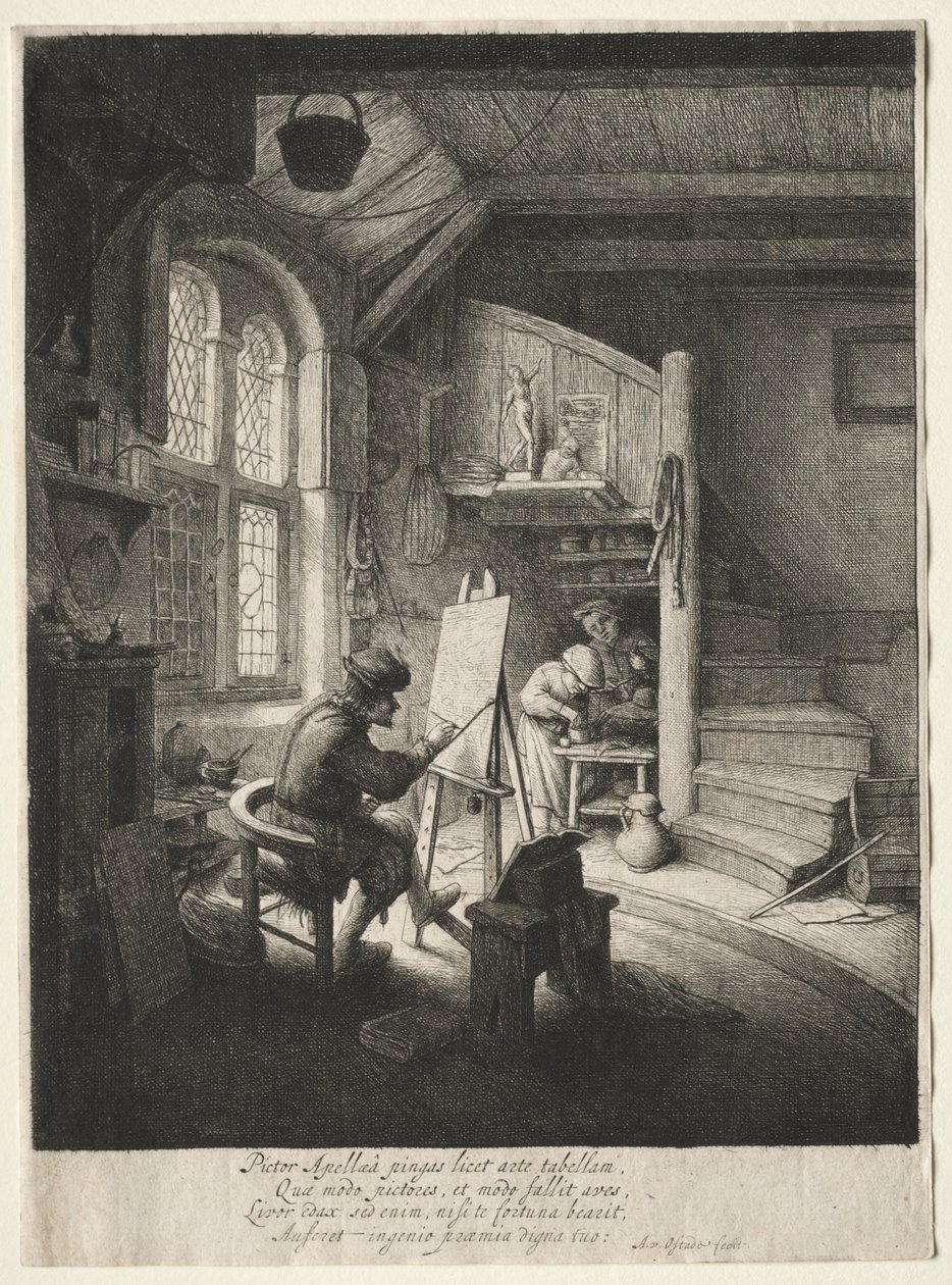 Målarstudion. av Adriaen Jansz. van Ostade