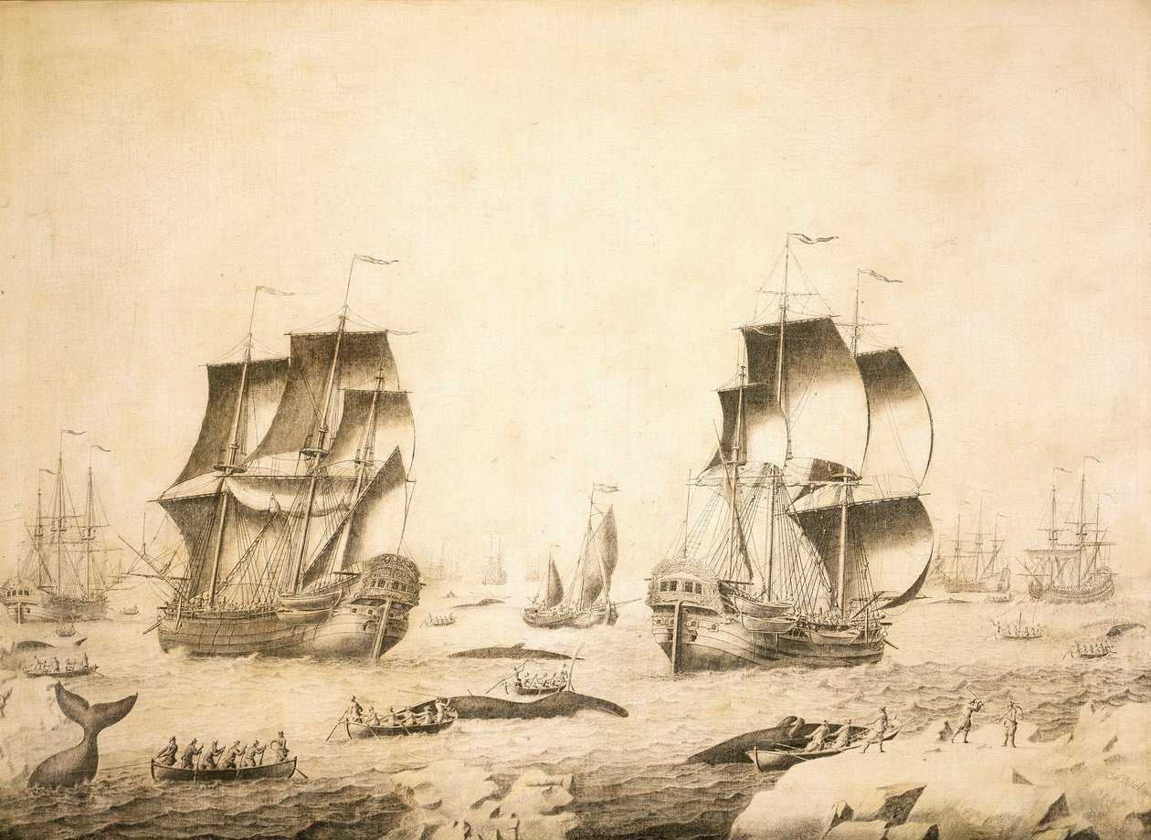 Valfångare i isen av Adriaen or Abraham Salm