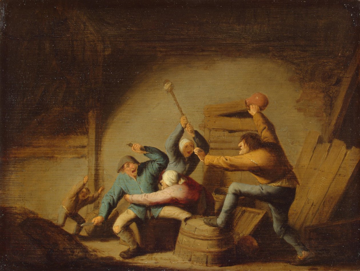 Slagsmål av Adriaen van Ostade