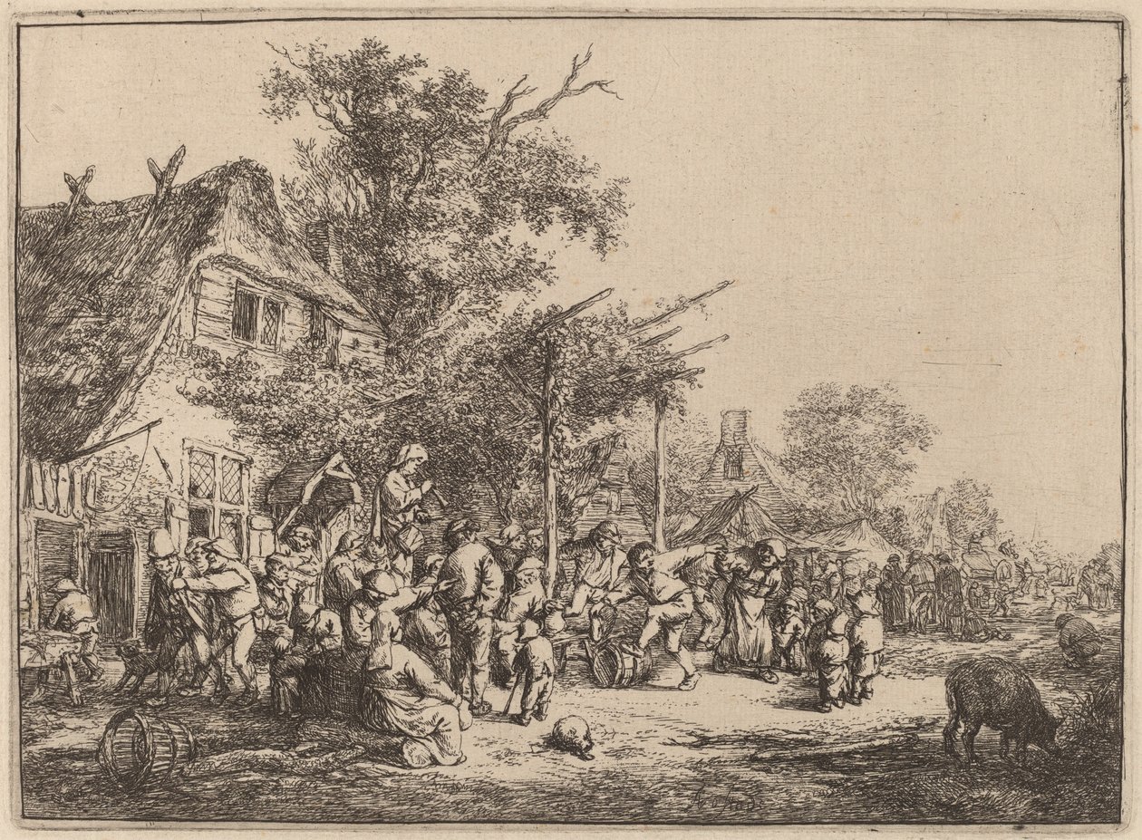 Dansa under spaljén av Adriaen van Ostade