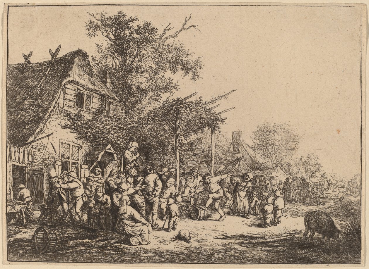 Dansa under spaljén av Adriaen van Ostade