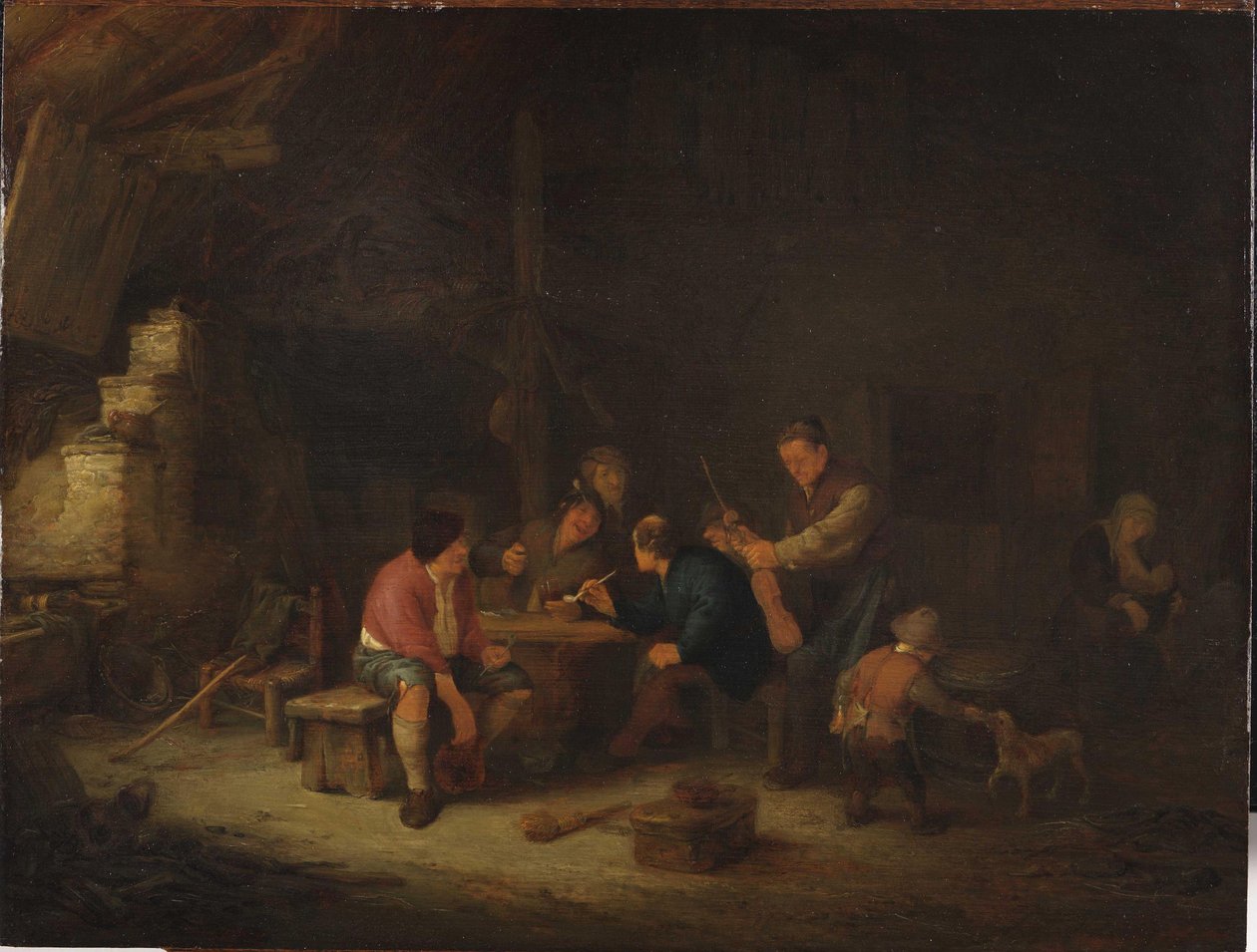 Interiör med bönder av Adriaen Jansz. van Ostade