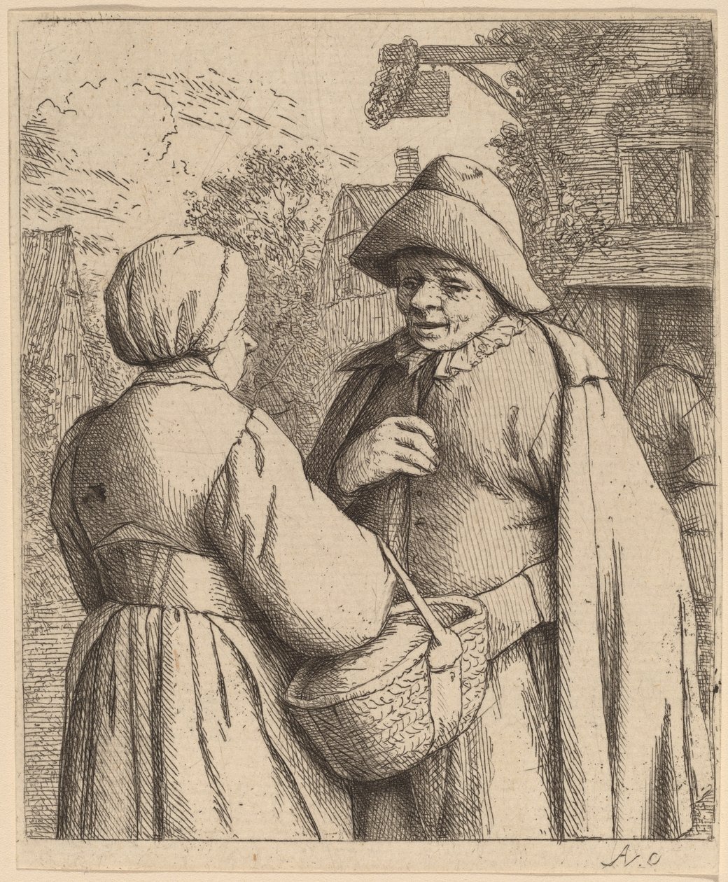 Man och kvinna samtalar av Adriaen van Ostade