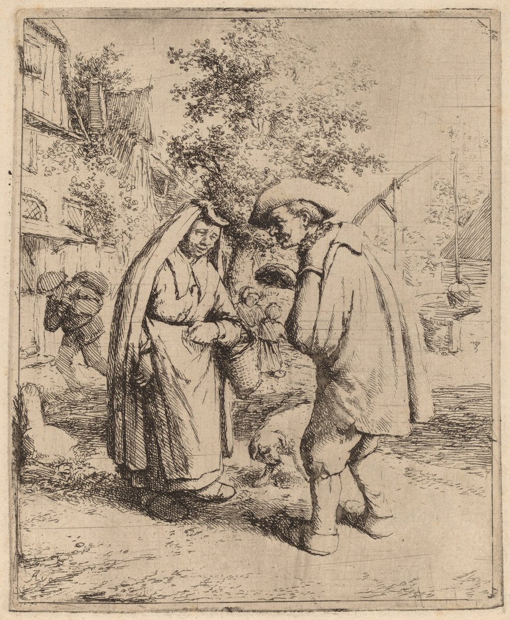 Man och kvinna pratar av Adriaen van Ostade