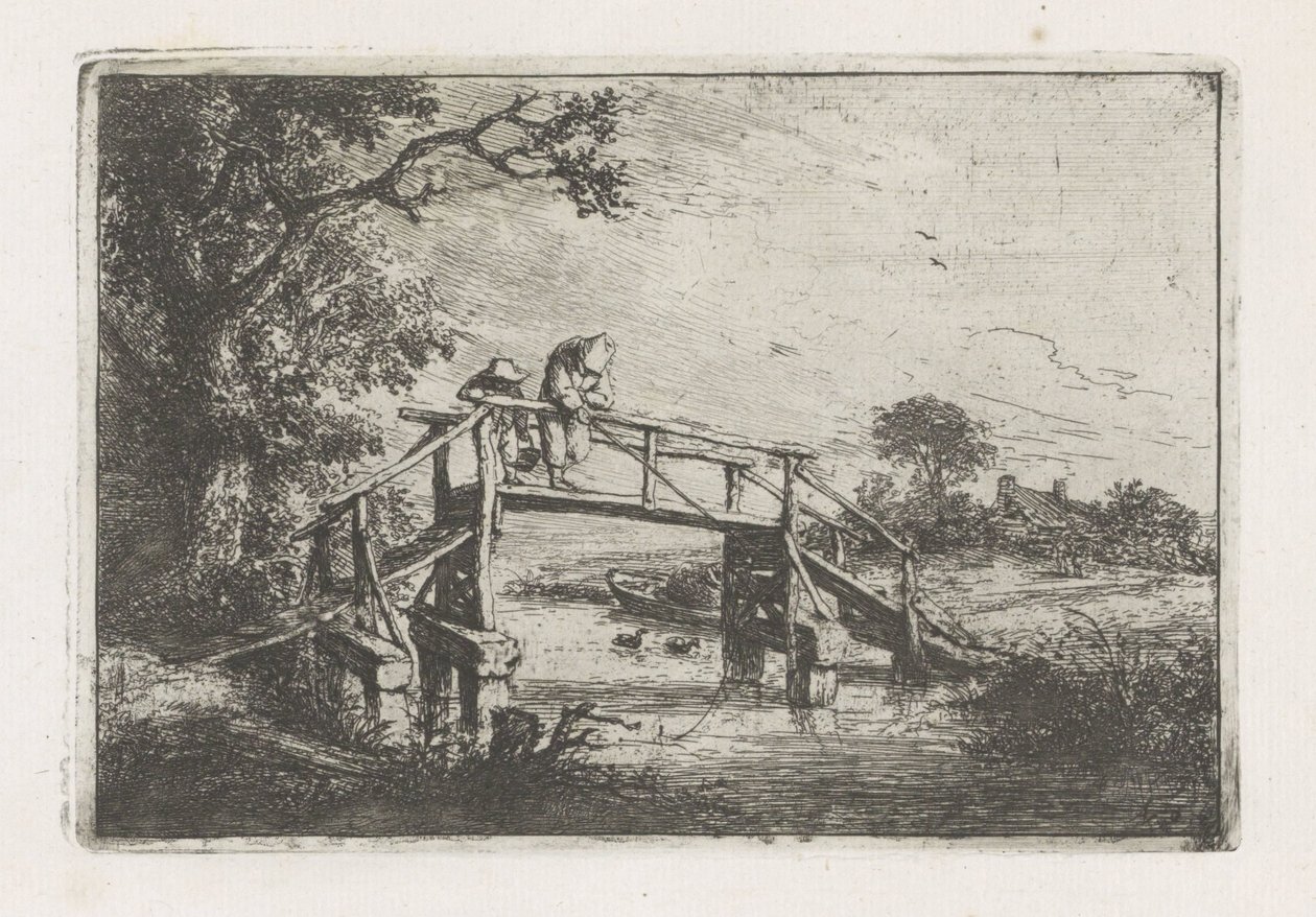 Två fiskare på en bro av Adriaen van Ostade
