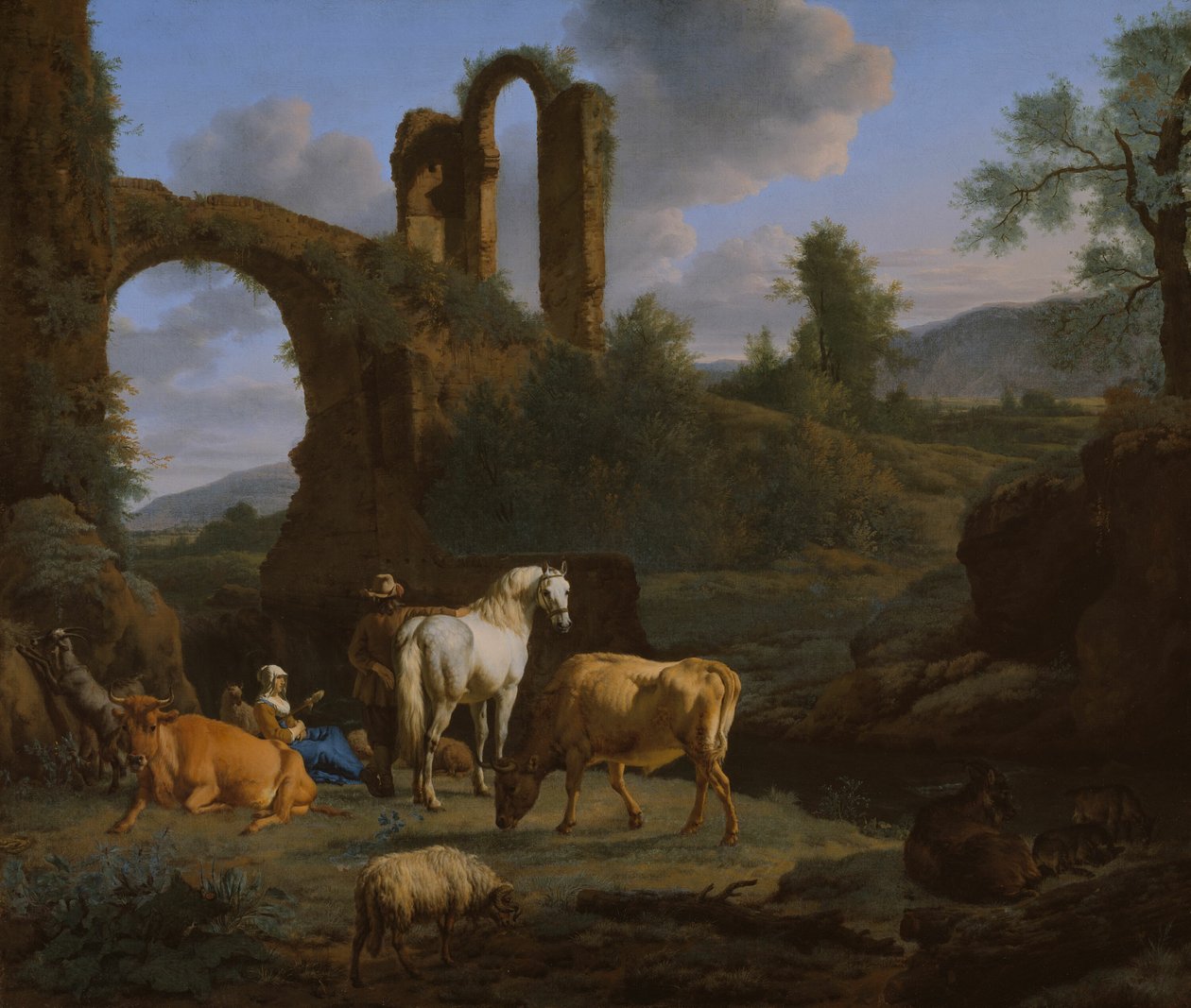 Pastoralt landskap med ruiner av Adriaen van de Velde