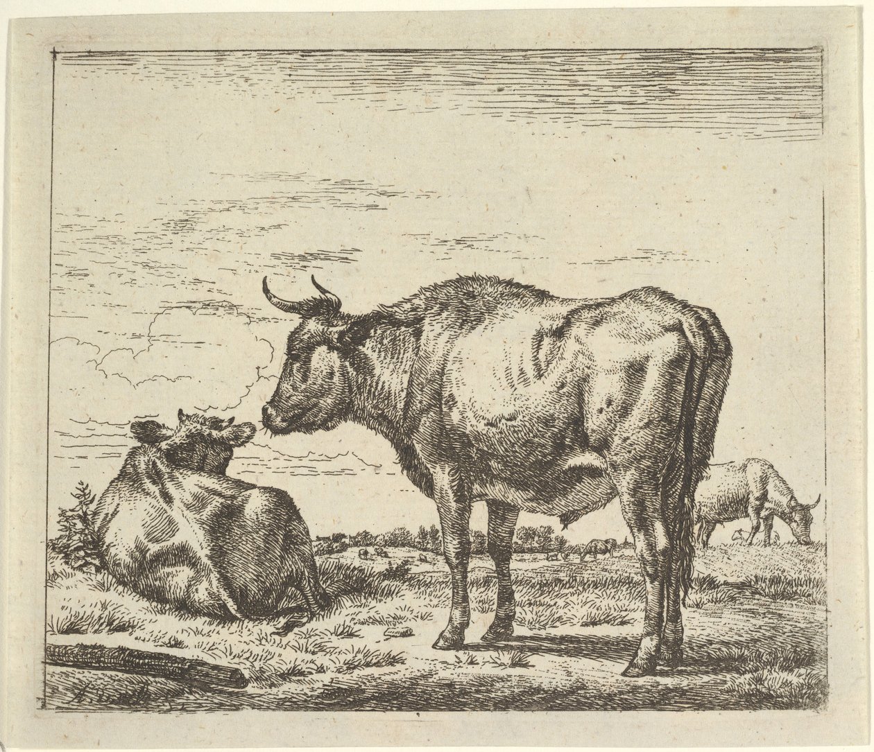 Stående Bull, från olika djur. av Adriaen van de Velde