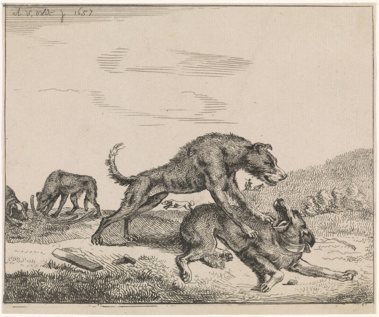 kamphundar Boskap (serietitel) av Adriaen van de Velde