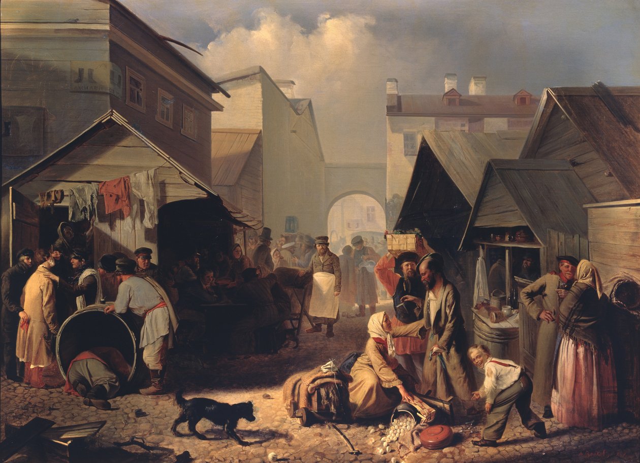 Förfriskningsbod i St. Petersburg, 1858 av Adrian Markovich Volkov